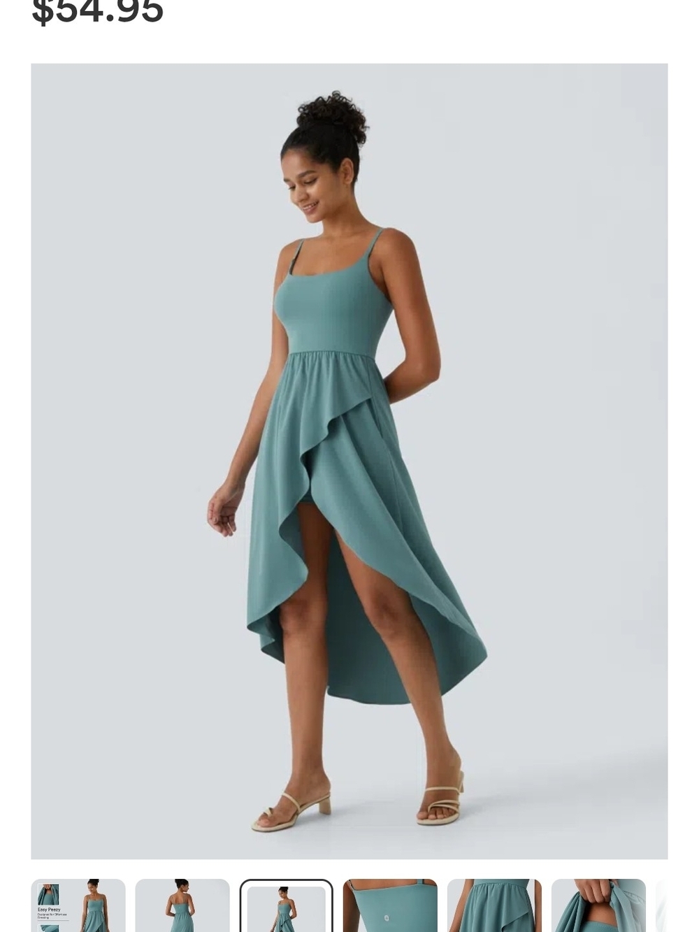 HALARA Teal Ruffled High-Low Sundress